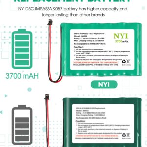 NYI Upgraded 3700mAh Battery Compatible with DSC IMPASSA 9057 2-Way Wireless Security System Alarm Panel, 6PH-H-4/3A3600-S-D22 Replacement, 7.2V Rechargeable Ni-MH Battery Pack for ADT Control Panel