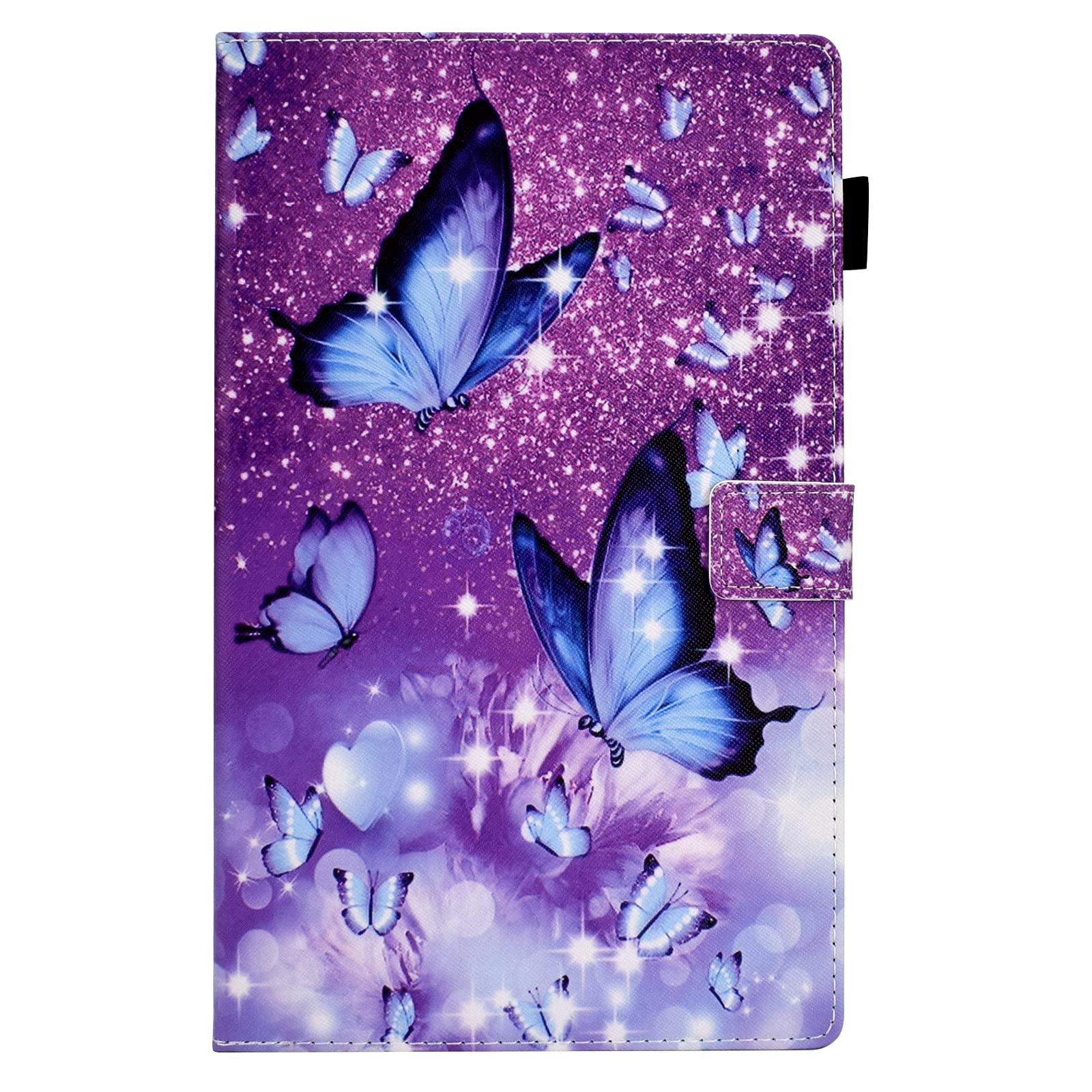 Case for Samsung Galaxy Tab A8 10.5 inch 2022 Model (SM-X200/X205/X207) Funut Premium PU Leather Folding Stand Cover with Pen Holder & Multiple Viewing Angles, Auto Wake/Sleep, Purple Butterfly