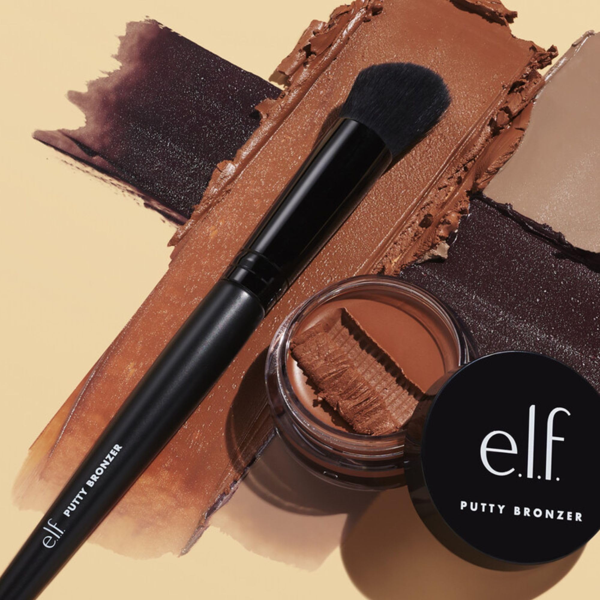 e.l.f. Putty Bronzer Brush, Angled Makeup Brush For Contour & Highlight, Made For The e.l.f. Putty Bronzer, Flawless Sanitary Application