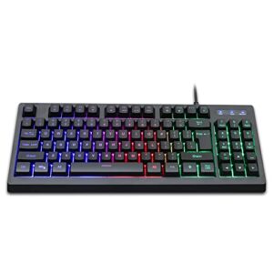 hilitand wired gaming keyboard,rgb backlit,89 keys ergonomic keyboard,1.8m wired waterproof usb game/office/home keyboard typewriter,with 11 multimedia key, for computer laptop