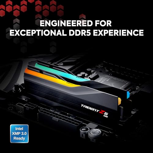 G.SKILL Trident Z5 RGB Series (Intel XMP 3.0) DDR5 RAM 32GB (2x16GB) 6000MT/s CL30-40-40-96 1.35V Desktop Computer Memory UDIMM - Matte Black (F5-6000J3040F16GA2-TZ5RK)