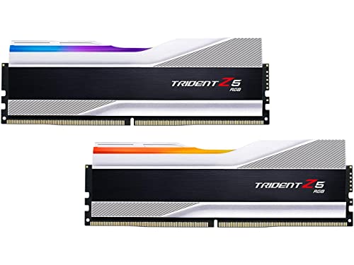 G.SKILL Trident Z5 RGB Series (Intel XMP 3.0) DDR5 RAM 32GB (2x16GB) 6000MT/s CL32-38-38-96 1.35V Desktop Computer Memory UDIMM - Metallic Silver (F5-6000J3238F16GA2-TZ5RS)