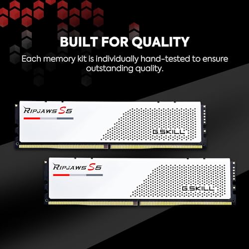 G.SKILL Ripjaws S5 Series (Intel XMP 3.0) DDR5 RAM 32GB (2x16GB) 6000MT/s CL32-38-38-96 1.35V Desktop Computer Memory UDIMM - Matte White (F5-6000J3238F16GA2-RS5W)