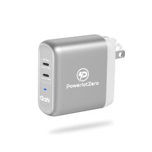 USB C Wall Charger Fast Charging - PowerlotZero 68W 2 Port GaN PD Power Adapter Plug 60W & 18W Dual USBC Foldable Laptop Charger Compatible with MacBook Pro Dell iPhone 14 13 Pro Max Plus iPad Pro