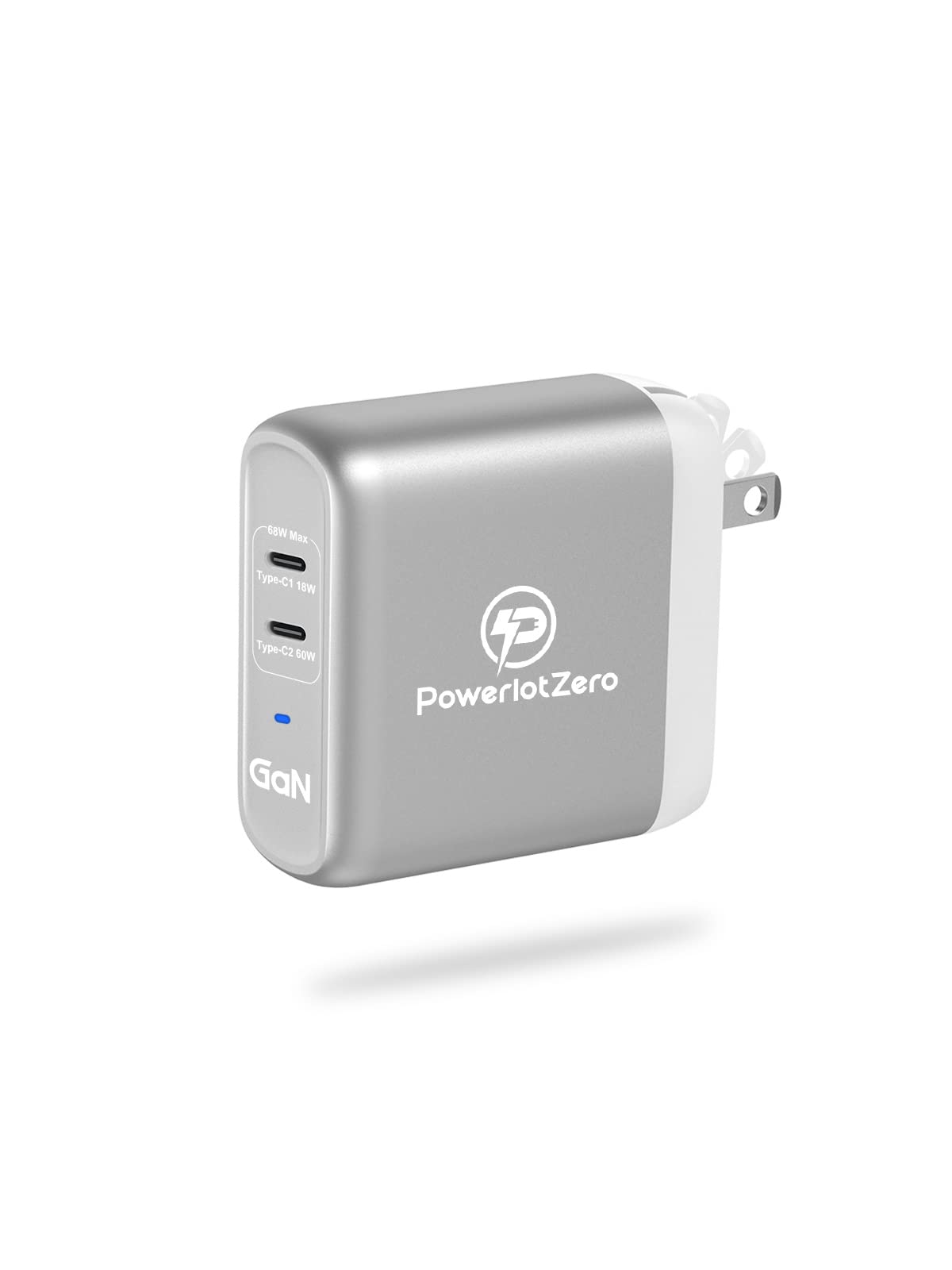 USB C Wall Charger Fast Charging - PowerlotZero 68W 2 Port GaN PD Power Adapter Plug 60W & 18W Dual USBC Foldable Laptop Charger Compatible with MacBook Pro Dell iPhone 14 13 Pro Max Plus iPad Pro