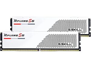 g.skill ripjaws s5 series (intel xmp 3.0) ddr5 ram 32gb (2x16gb) 6000mt/s cl32-38-38-96 1.35v desktop computer memory udimm - matte white (f5-6000j3238f16ga2-rs5w)