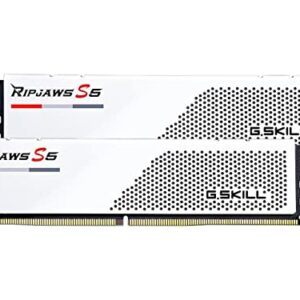 G.SKILL Ripjaws S5 Series (Intel XMP 3.0) DDR5 RAM 32GB (2x16GB) 6000MT/s CL32-38-38-96 1.35V Desktop Computer Memory UDIMM - Matte White (F5-6000J3238F16GA2-RS5W)