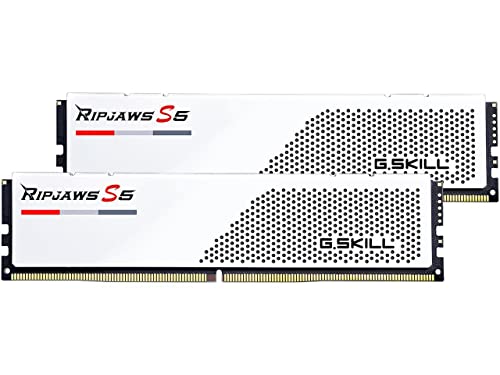 G.SKILL Ripjaws S5 Series (Intel XMP 3.0) DDR5 RAM 32GB (2x16GB) 6000MT/s CL32-38-38-96 1.35V Desktop Computer Memory UDIMM - Matte White (F5-6000J3238F16GA2-RS5W)