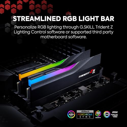 G.SKILL Trident Z5 RGB Series (Intel XMP 3.0) DDR5 RAM 32GB (2x16GB) 6000MT/s CL30-40-40-96 1.35V Desktop Computer Memory UDIMM - Matte Black (F5-6000J3040F16GA2-TZ5RK)