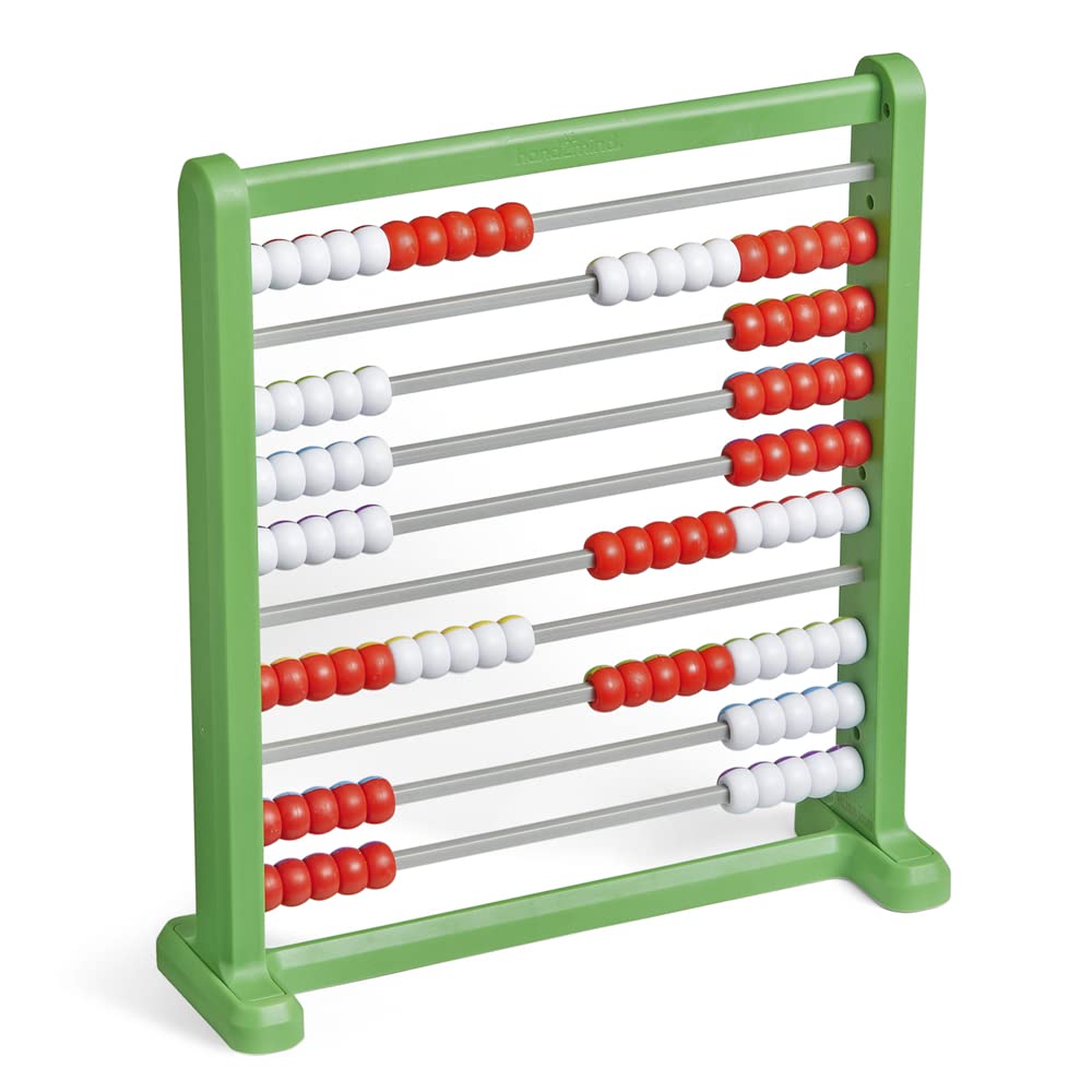 hand2mind Double Sided Plastic 100 Bead Abacus, Abacus for Kids Math, Math Manipulatives Kindergarten, Counting Rack for Kids, Counters for Kids Math, Educational Toys for Elementary Kids (Set of 1)