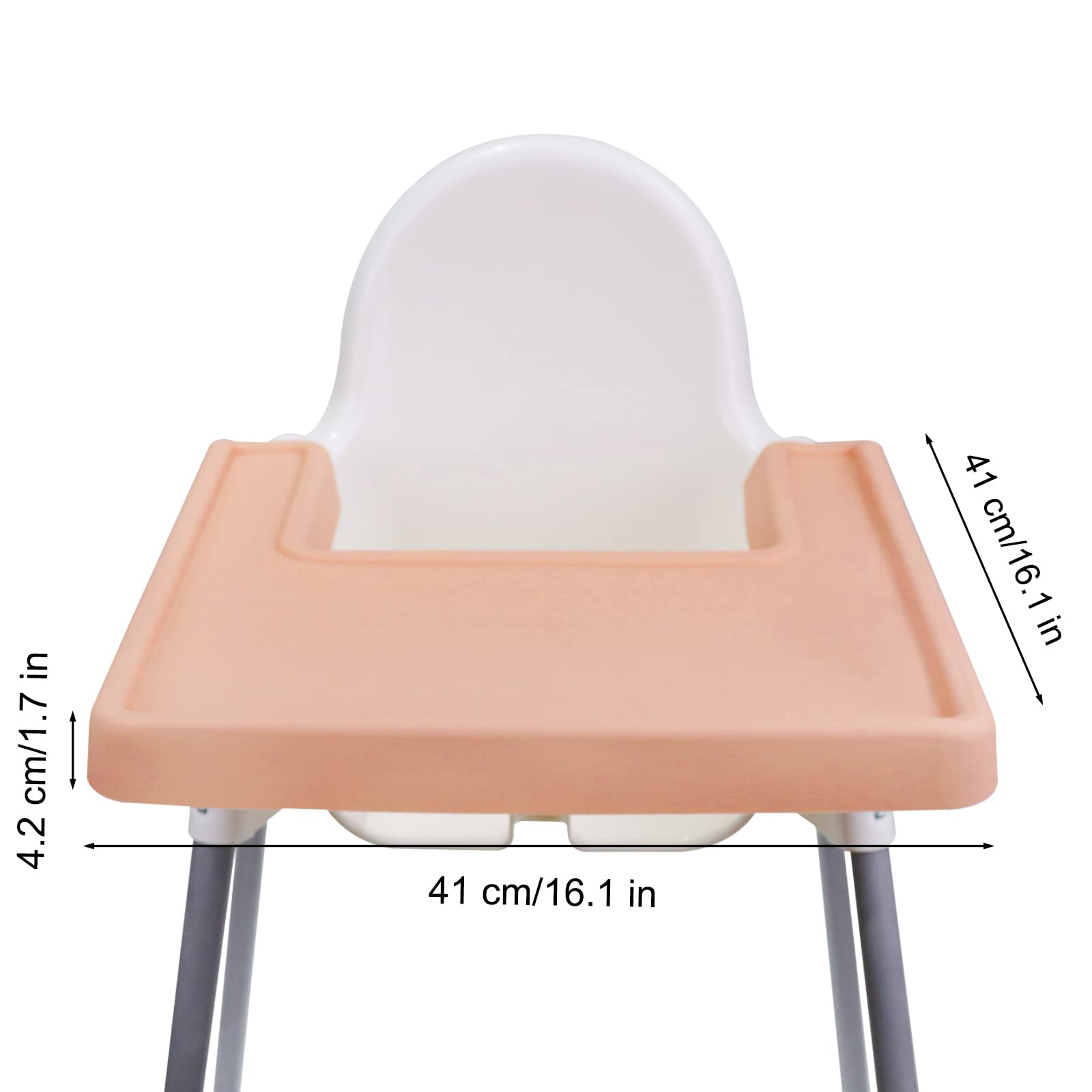 High Chair Placemat,Long Lasting High Chair Placemat Silicone, All-Inclusive Busy Baby Mat, Clean and Hygienic, Suitable for IKEA Antilop Highchai, for Toddlers and Babies (Apricot)