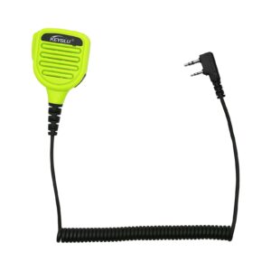 keyblu waterproof shoulder speaker mic 2 pin two way radio microphone with 3.5mm audio jack compatible with baofeng gt-5r / uv-5r, btech, kenwood, retevis radios walkie talkie (for kenwood, green)