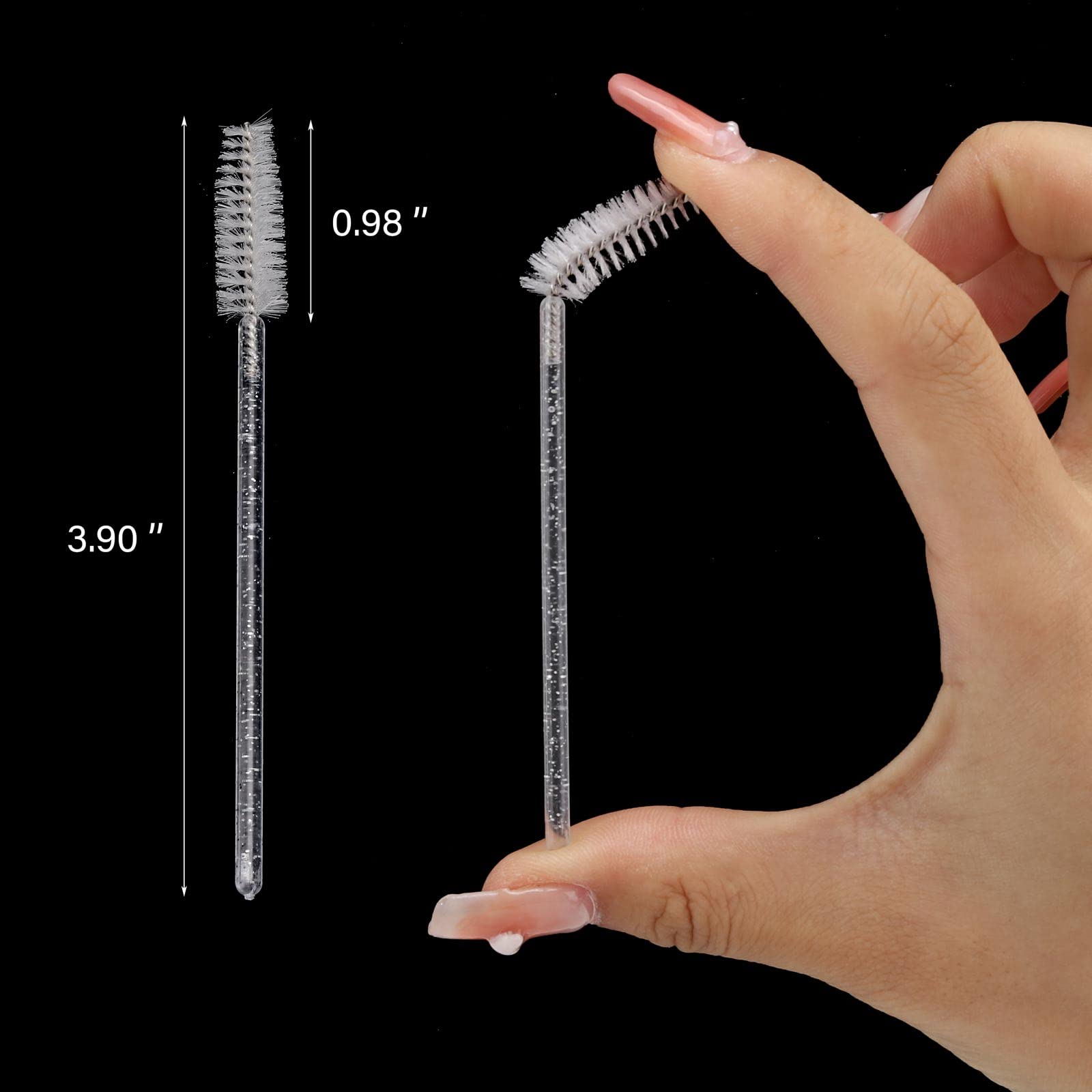 300 Pcs Disposable Mascara Wands, Crystal Spoolies Brush for Eyelash Extensions, Spooly Eyelash Eyebrow Brushes Lash Wand Applicator Makeup Kits (White)