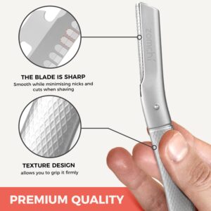 ZOMCHI Eyebrow Razor, Face Razors for Women&Men, Eyebrow Trimmer Shaper with Precision Cover,Facial Shaver with 6 Blades (Silver)