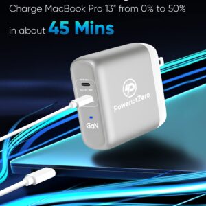 USB C Wall Charger Fast Charging - PowerlotZero 68W 2 Port GaN PD Power Adapter Plug 60W & 18W Dual USBC Foldable Laptop Charger Compatible with MacBook Pro Dell iPhone 14 13 Pro Max Plus iPad Pro