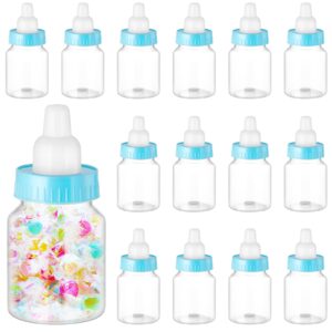 36 pcs 3.5 inch baby bottle shower favor mini plastic candy bottle clear plastic baby bottles for baby shower mini baby bottle feeding bottle candy box for baby shower favor gift decor (blue)