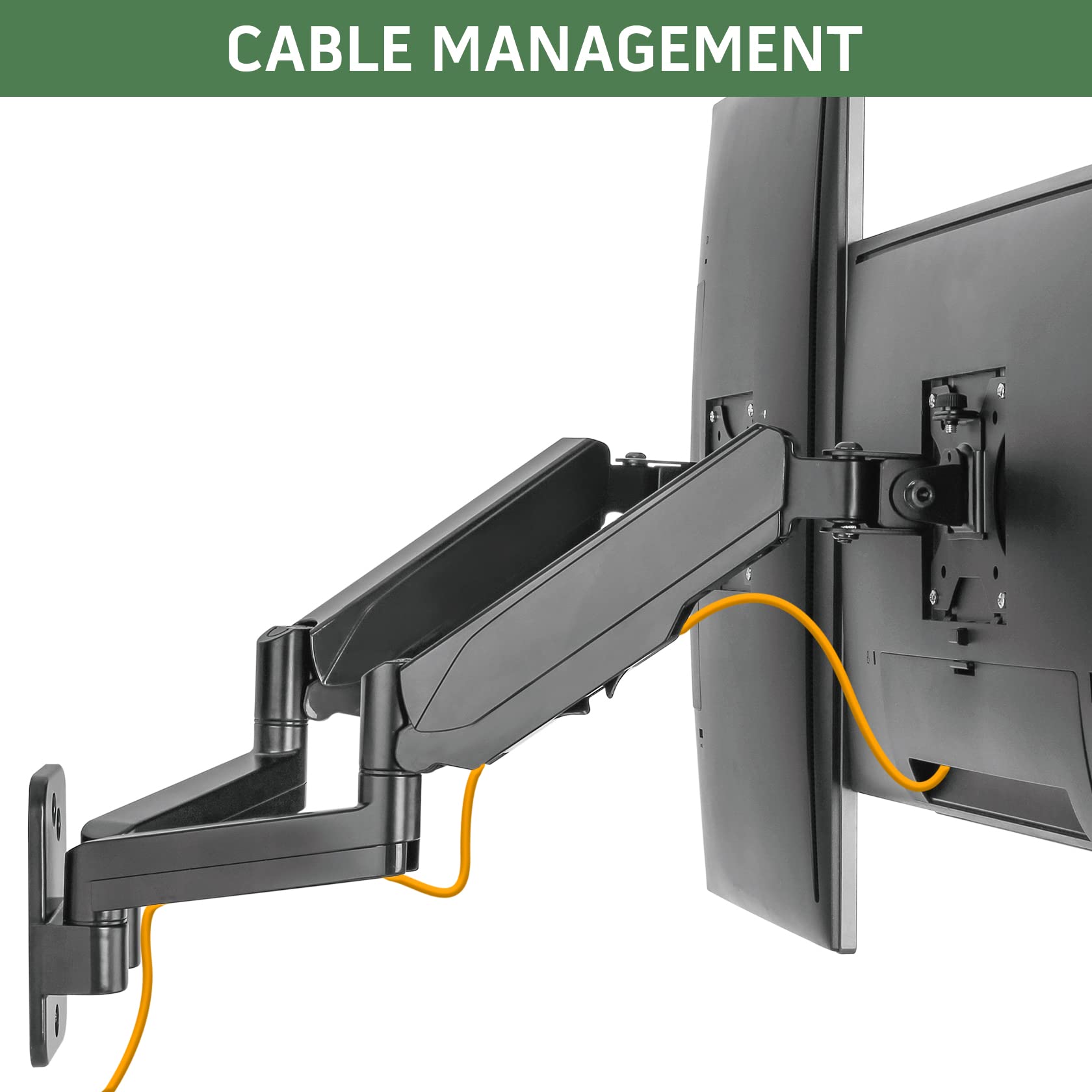 UPGRAVITY Dual Monitor Wall Mount, Double Monitor Wall Stand for Two 17-32 inch Flat/Curved Computer Screens, Height Adjustable Gas Spring Monitor Wall Monitor, Hold Up to 17.6lbs, VESA 75/100