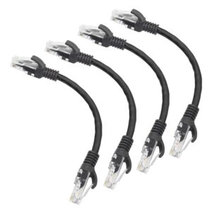 riieyoca short cat5e ethernet patch cable 0.5ft,snagless rj45 computer lan network cord for router, modem,switch, server, black(4 pack)