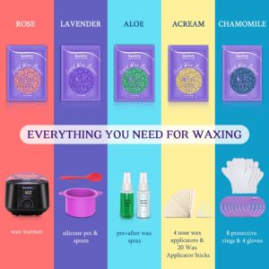 Waxing Kit Wax Warmer, Bestidy Digital Wax Kit with Hard Wax Beads for Women and Men,for Whole Body Brazilian Bikini Legs Facial Eyebrow Armpit Hair Removal