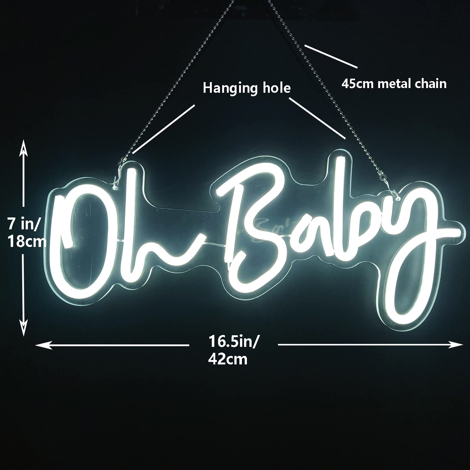 Oh Baby Neon Sign for Wall Decor Dimmable White Reusable Oh Baby Led Sign Oh Baby Light Up Sign Oh Baby Neon Sign for Backdrop Baby Shower Decorations,Birthday Party,Wedding Decor Christmas Gift