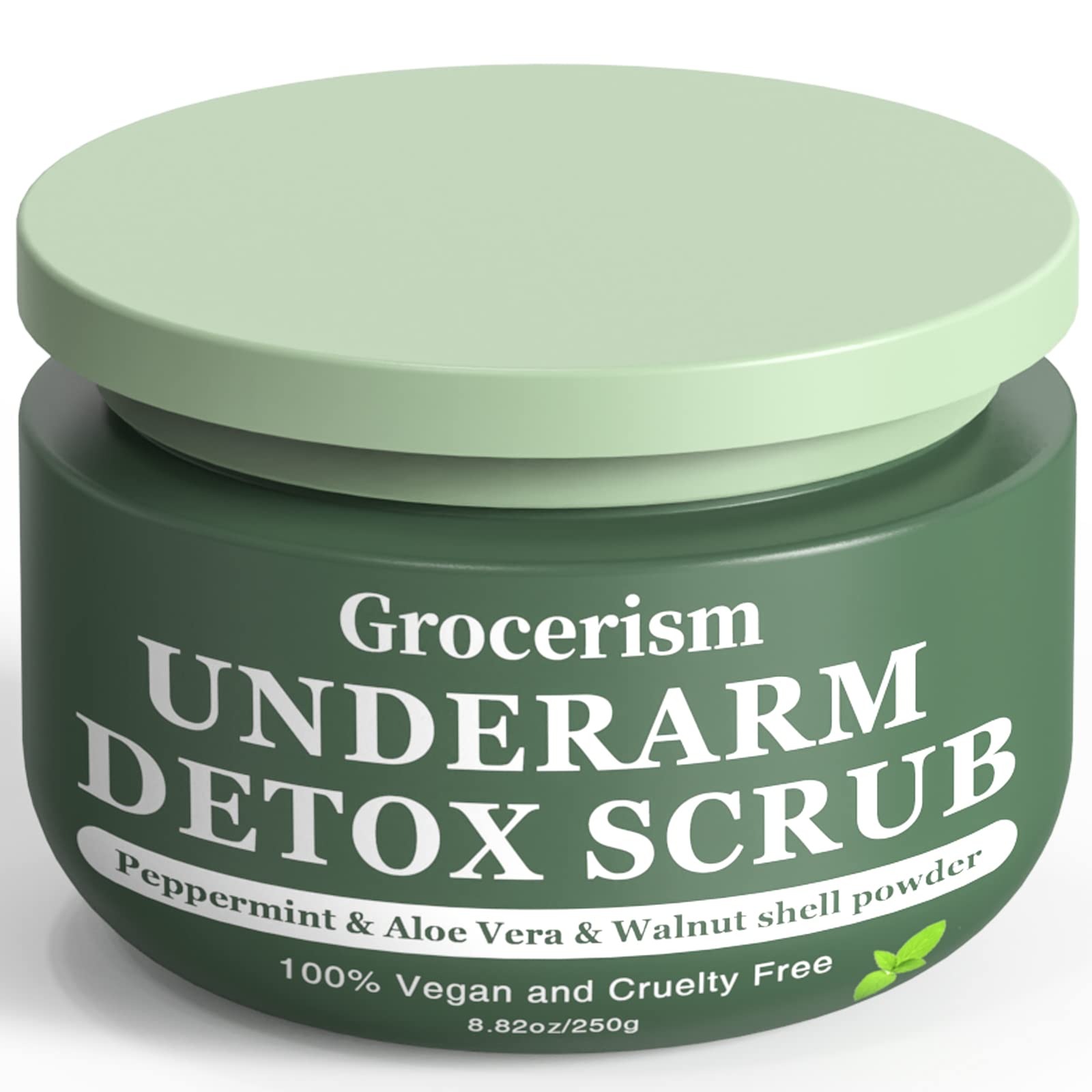 Armpit Detox and Body Scrub 8.8oz || with Peppermint and Aloe Vera for Odors Removing, Exfoliating, Moisturizing, Smoothen and Tighten, for Legs, Knee, Feet, Hands Whole Body