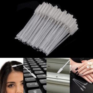 300 Pcs Disposable Mascara Wands, Crystal Spoolies Brush for Eyelash Extensions, Spooly Eyelash Eyebrow Brushes Lash Wand Applicator Makeup Kits (White)