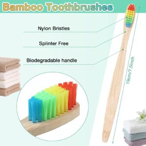 Potchen 80 Pcs Bamboo Toothbrushes Bulk Soft Bristles Toothbrushes Colorful Nylon Charcoal Soft Toothbrushes for Adults Oral Teeth Travel Use, 8 Colors, Individually Wrapped