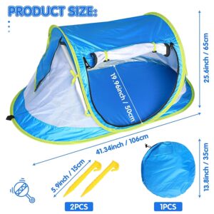 EAHTHNI Portable Baby Travel Bed Durable Beach Tent Sun Shelters with Moisture-Proof Protection for Infant from Sunburn 49 Inch 2 Pegs and Bag, Blue