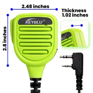 KEYBLU Waterproof Shoulder Speaker Mic 2 Pin Two Way Radio Microphone with 3.5mm Audio Jack Compatible with BaoFeng GT-5R / UV-5R, BTECH, Kenwood, Retevis Radios walkie Talkie (for Kenwood, Green)