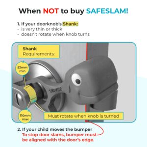 SAFESLAM Door Slam Preventer, Stays On Door Even When Closed, Protect Child Hands, Dog and Cat Tails. Doors Won’t Close Toddlers or Pets in Rooms, Kids and Adults Love Whale Pinch Guard (Grey)