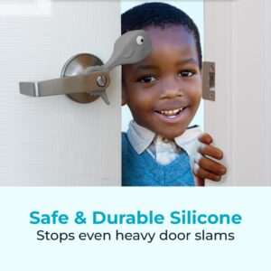 SAFESLAM Door Slam Preventer, Stays On Door Even When Closed, Protect Child Hands, Dog and Cat Tails. Doors Won’t Close Toddlers or Pets in Rooms, Kids and Adults Love Whale Pinch Guard (Grey)