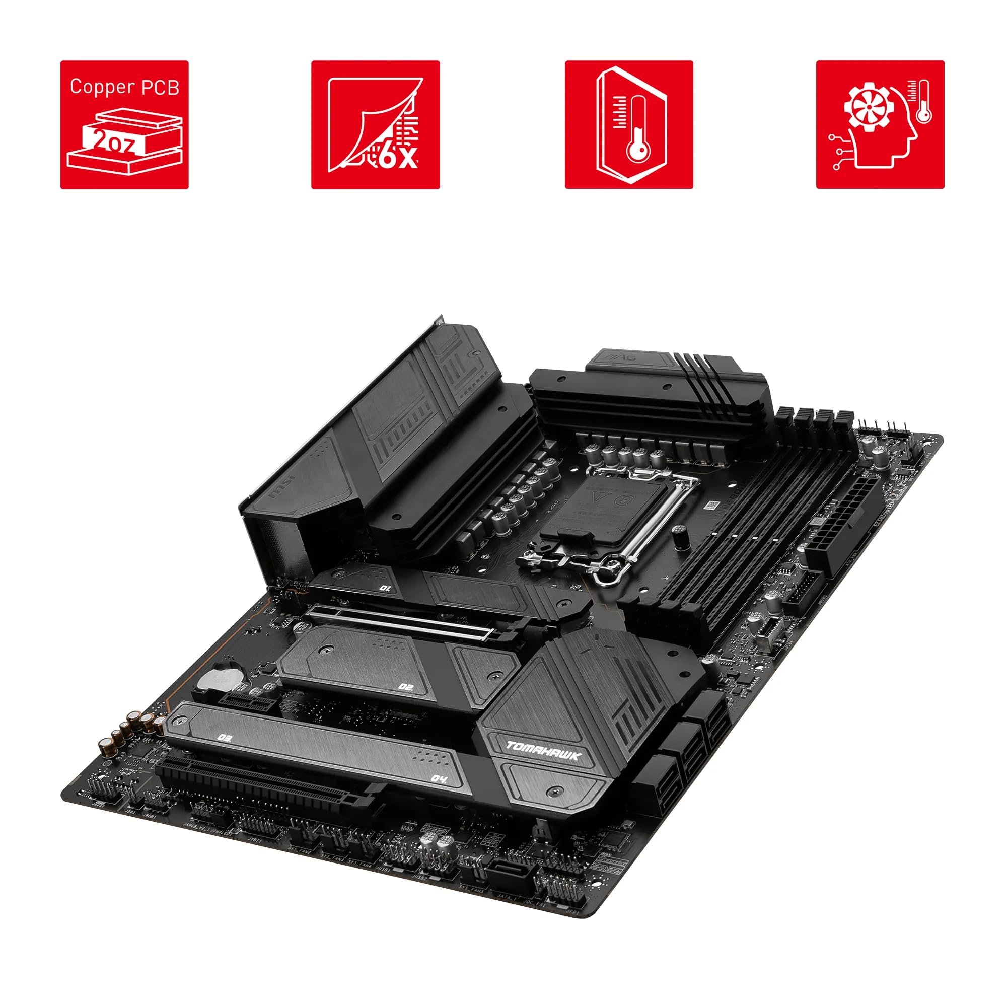 MSI MAG Z790 Tomahawk WiFi Motherboard ATX - Supports Intel Core 12/13th Gen Processors, LGA 1700, DDR5 Boost (7200+MHz/OC), 1 x PCIe 5.0 x16, 1 x PCIe 4.0 x16, 5 x M.2 Gen4, 2.5Gbps LAN, Wi-Fi 6E