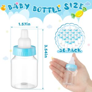 36 Pcs 3.5 Inch Baby Bottle Shower Favor Mini Plastic Candy Bottle Clear Plastic Baby Bottles for Baby Shower Mini Baby Bottle Feeding Bottle Candy Box for Baby Shower Favor Gift Decor (Blue)