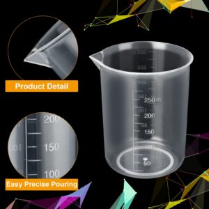 30PCS Plastic Beakers, 250ml Graduations, Premium Polypropylene, Plastic Graduated Measuring Cups for Home School Lab Science Experiment School Teaching Supplies,Tapered Spout