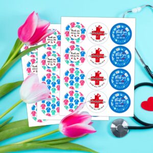 FaCraft Thank You Nurse Stickers 1.5" Nurse Week Label Stickers Doctor Nurses Appreciation Decals Healthcare Workers Thank You Label Stickers Graduation Labels for Gift Card Envelopes Seal Gift Bags