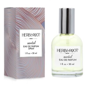 Herb & Root Santal Perfume for Men or Women | Raw Indian Sandalwood with hints of Leather and Balsam | Woody Unisex Scent Perfume Spray | Vegan and Paraben Free | Made in the USA