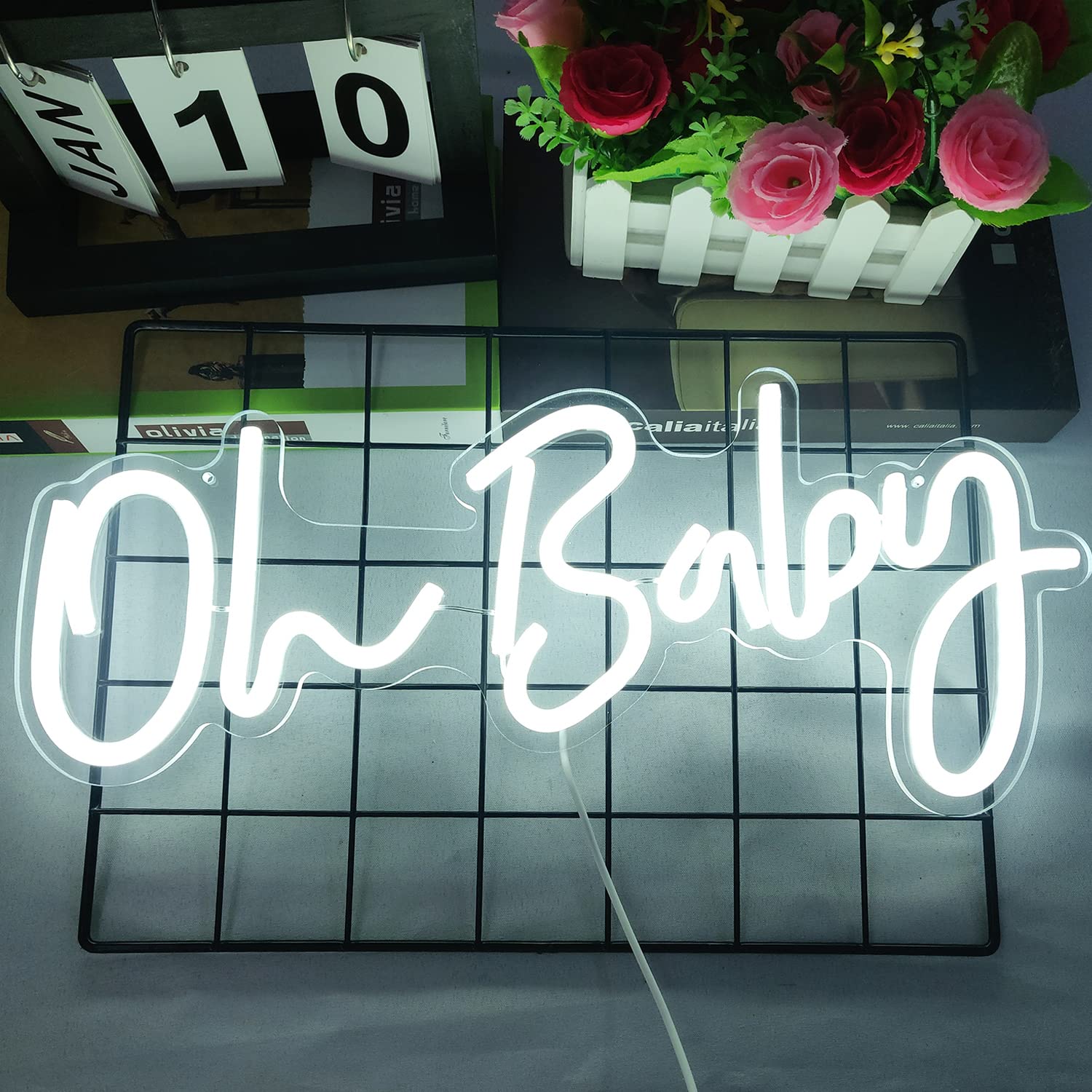 Oh Baby Neon Sign for Wall Decor Dimmable White Reusable Oh Baby Led Sign Oh Baby Light Up Sign Oh Baby Neon Sign for Backdrop Baby Shower Decorations,Birthday Party,Wedding Decor Christmas Gift