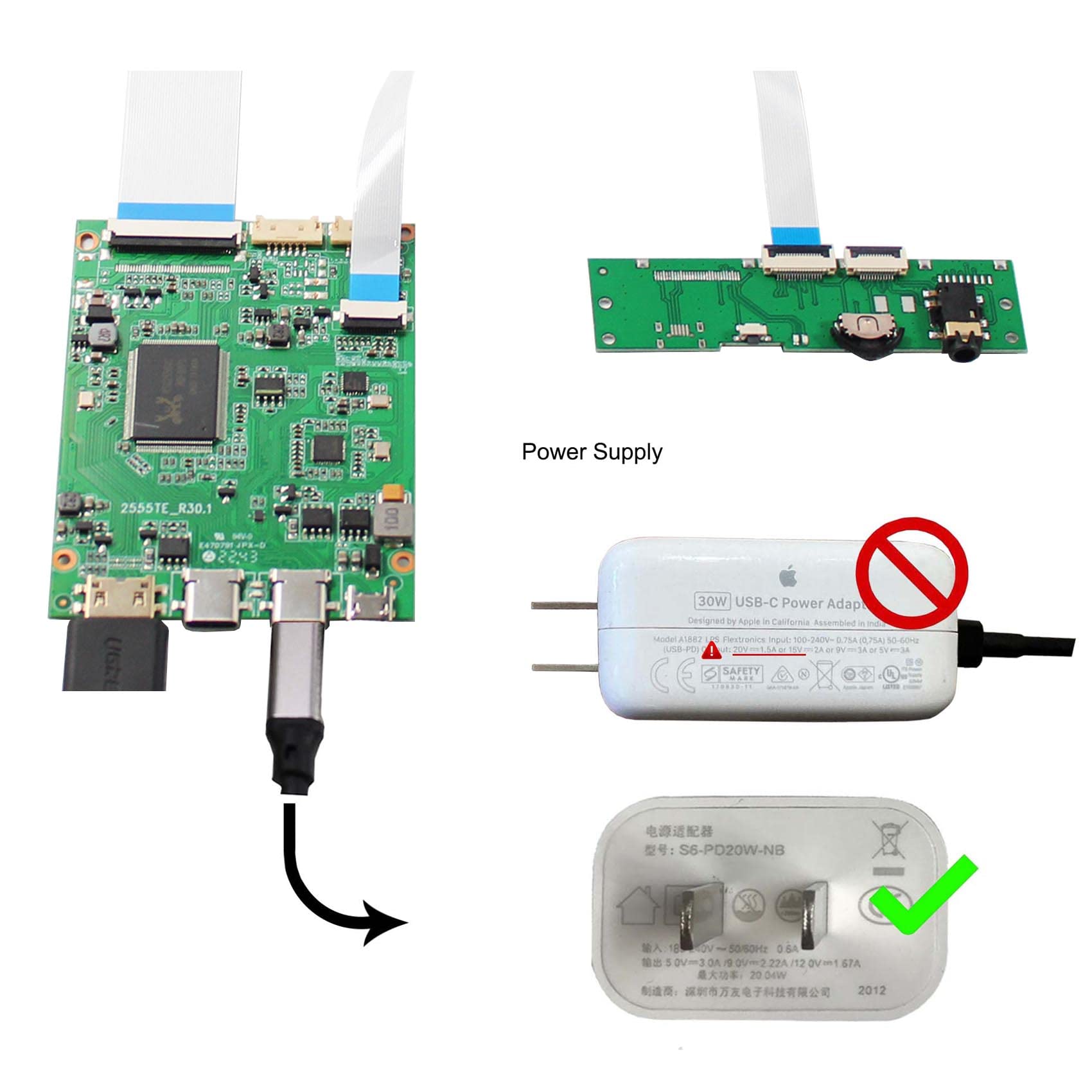 FanyiTek 12.6 inch 12.6" NV126B5M-N41 1920x515 eDP IPS LCD Screen with Type C USB C Mini HDMI Controller Board,for DIY PC Temperature Case