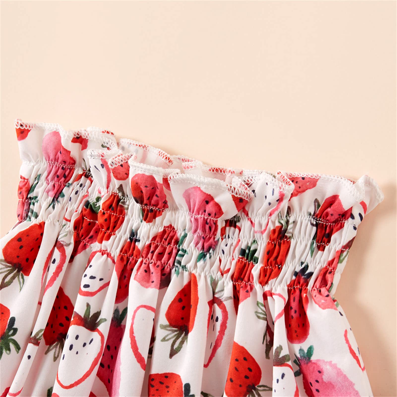 GRNSHTS Baby Girl Summer Shorts Set Strawberry Print Sling Ruffle Shirt Diaper Shorts 2Pcs Outfits (Strawberry, 0-6M)