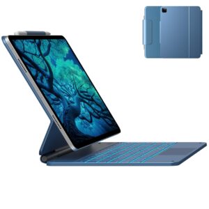 typecase keyboard case for 2024 ipad air 13 and ipad pro 12.9 (6th, 5th, 4th, 3rd gen),magic keyboard for ipad pro 12.9, easy-set magnetic stand, multi-touch trackpad, 11 colors backlight,pacific blue