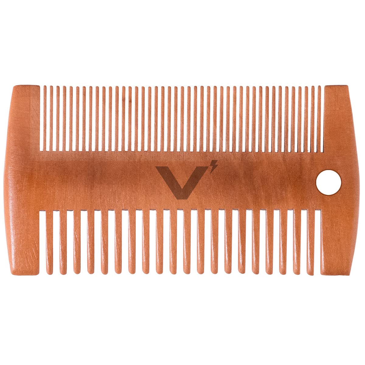 Volt Twin Beard and Mustache Comb for Men - All Natural Pearwood - Double-Sided Travel Size Pocket Comb for Detangling and Styling Beard - Men's Grooming Products