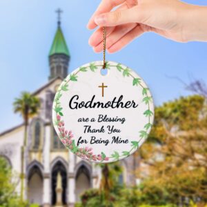 Godmother Christmas Ornament 2024:Thank You for Being Mine, Godmother Gifts from Godchild, Gift for Godmother, 2.9" Godmother Ornament 2024 (Green)