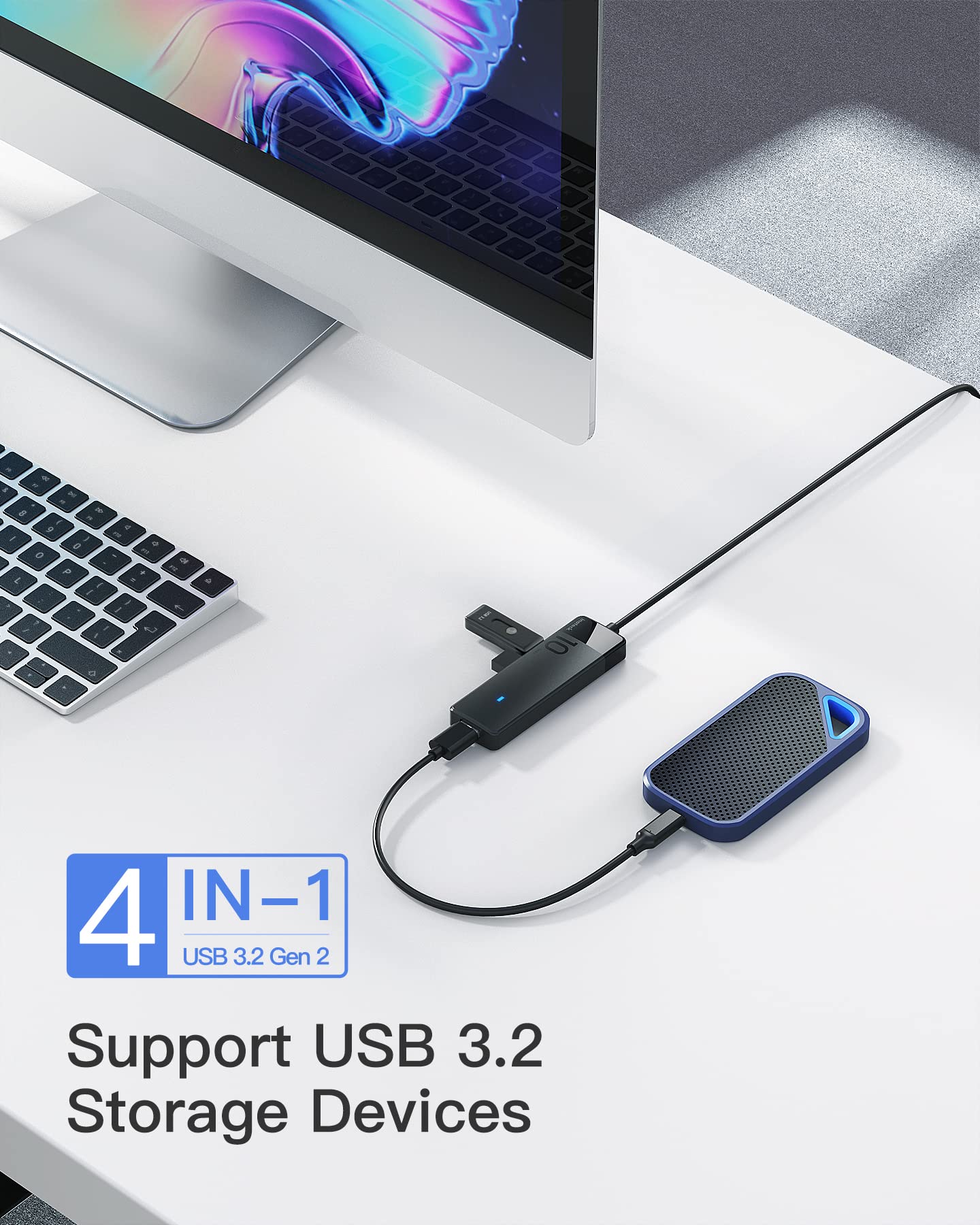 Inateck USB 3.2 Gen 2 USB A Hub 10Gbps Bundle Product,HB2025A and HB2025AL