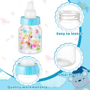 36 Pcs 3.5 Inch Baby Bottle Shower Favor Mini Plastic Candy Bottle Clear Plastic Baby Bottles for Baby Shower Mini Baby Bottle Feeding Bottle Candy Box for Baby Shower Favor Gift Decor (Blue)