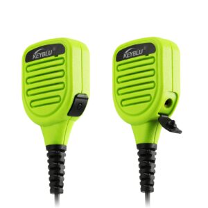 KEYBLU Waterproof Shoulder Speaker Mic 2 Pin Two Way Radio Microphone with 3.5mm Audio Jack Compatible with BaoFeng GT-5R / UV-5R, BTECH, Kenwood, Retevis Radios walkie Talkie (for Kenwood, Green)