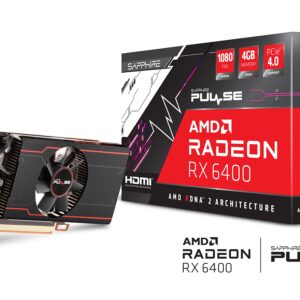 Sapphire 11315-01-20G Pulse AMD Radeon RX 6400 Low Profile Gaming Graphics Card with 4GB GDDR6, AMD RDNA 2, Black