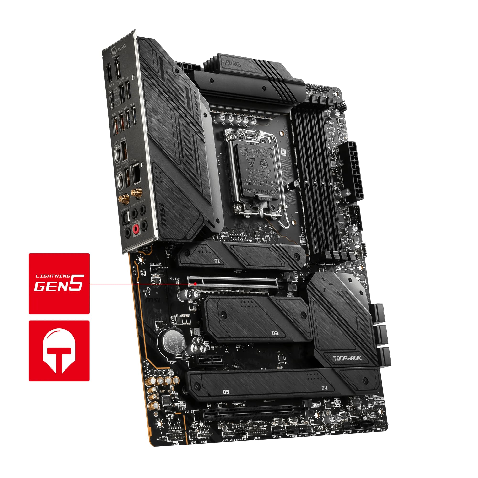 MSI MAG Z790 Tomahawk WiFi Motherboard ATX - Supports Intel Core 12/13th Gen Processors, LGA 1700, DDR5 Boost (7200+MHz/OC), 1 x PCIe 5.0 x16, 1 x PCIe 4.0 x16, 5 x M.2 Gen4, 2.5Gbps LAN, Wi-Fi 6E