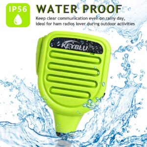 KEYBLU Waterproof Shoulder Speaker Mic 2 Pin Two Way Radio Microphone with 3.5mm Audio Jack Compatible with BaoFeng GT-5R / UV-5R, BTECH, Kenwood, Retevis Radios walkie Talkie (for Kenwood, Green)