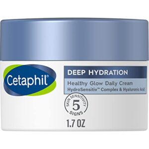 cetaphil deep hydration healthy glow daily face cream, 1.7 oz, 48 hour dry skin face moisturizer for sensitive skin, with hyaluronic acid, vitamin e & vitamin b5