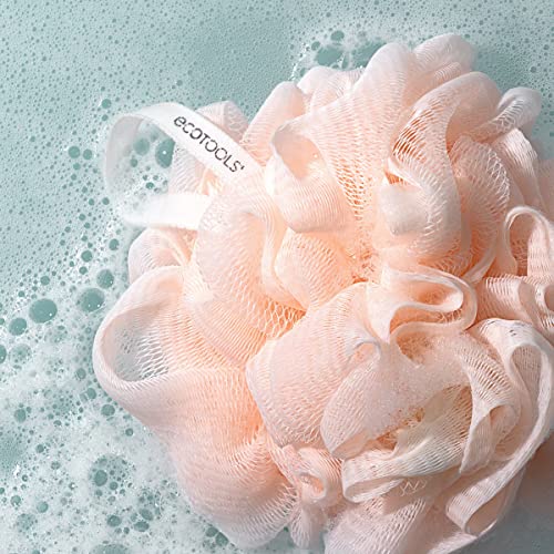 EcoTools Delicate EcoPouf 4 Pack, Loofah Sponge for Bath & Shower, Recycled Netting, Gentle Exfoliation, Pouf for Body Wash, Eco-Friendly Bath Accessory, Cruelty-Free, Color May Vary, (60g Each)